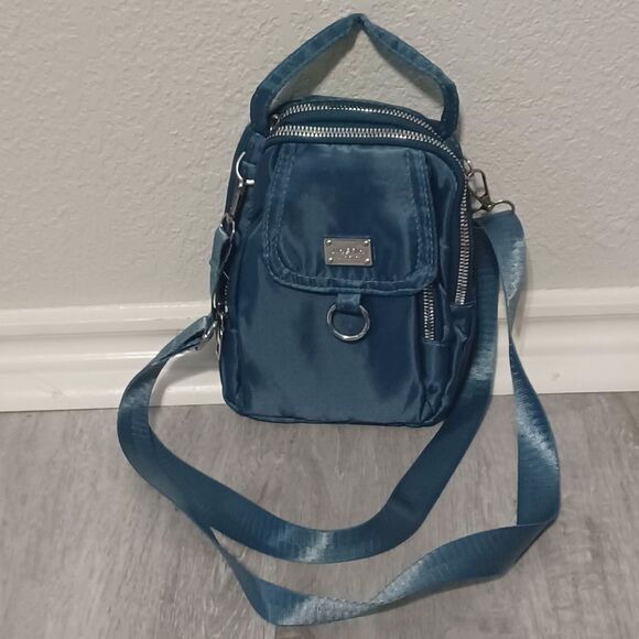 JINGPIN Denim Blue Nylon Crossbody Bag w/ Adjustable Strap - Picture 1 of 5